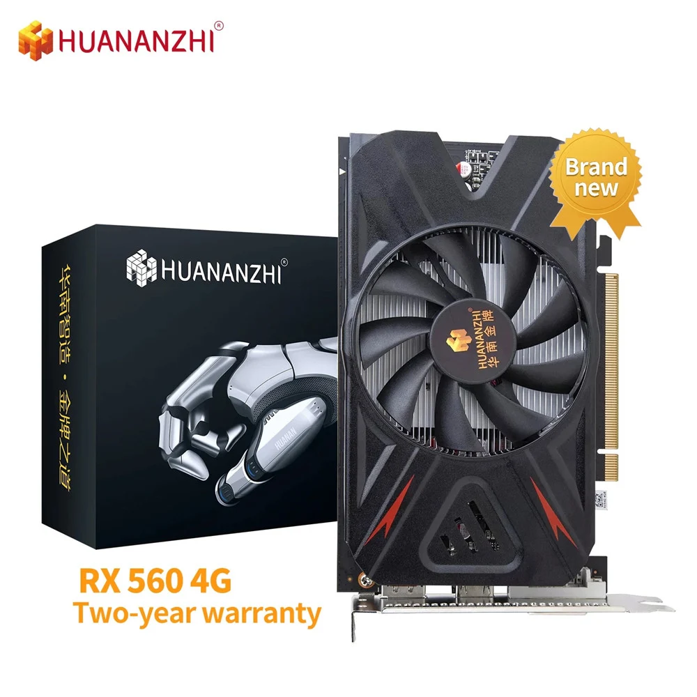 

HUANANZHI RX-560 4G graphics card 128Bit GDDR5 HDMI-Compatibl DVI VGA 14Nm 80W Video Card PCI Express 3.0 X16 Chip Process 14nm