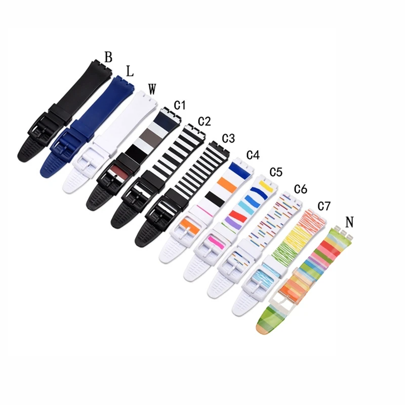 

Watch accessories for Swatch Strap Silicone Waterproof Watchband 16mm 17mm 19mm Watch Replacement Belts