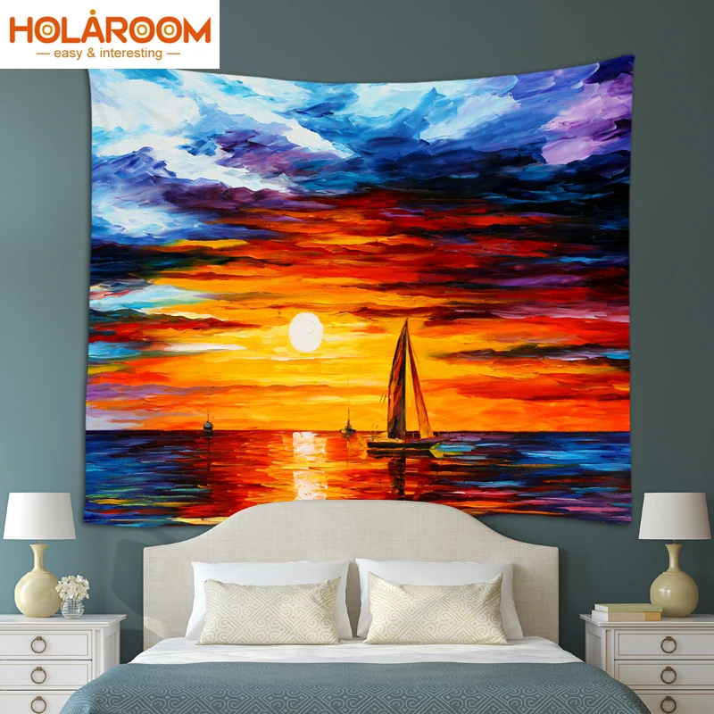 Закат гобелен картина маслом живописные настенные Висячие гобелены Индия коврик