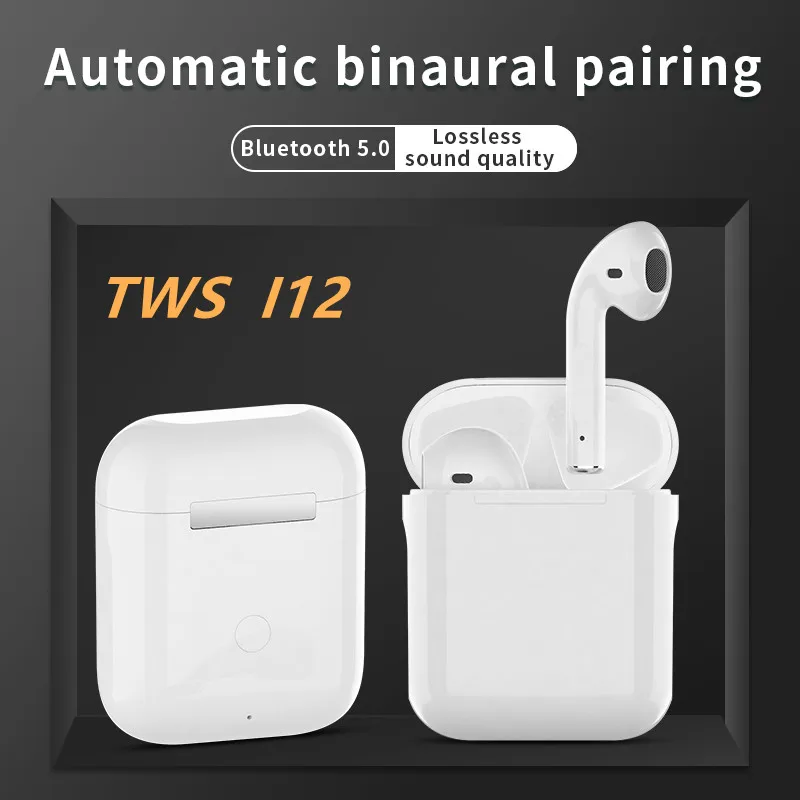

Original I12 Tws Stereo Wireless 5.0 Bluetooth Earphone Earbuds Headset with Charging Box for IPhone Android Xiaomi Smartphones
