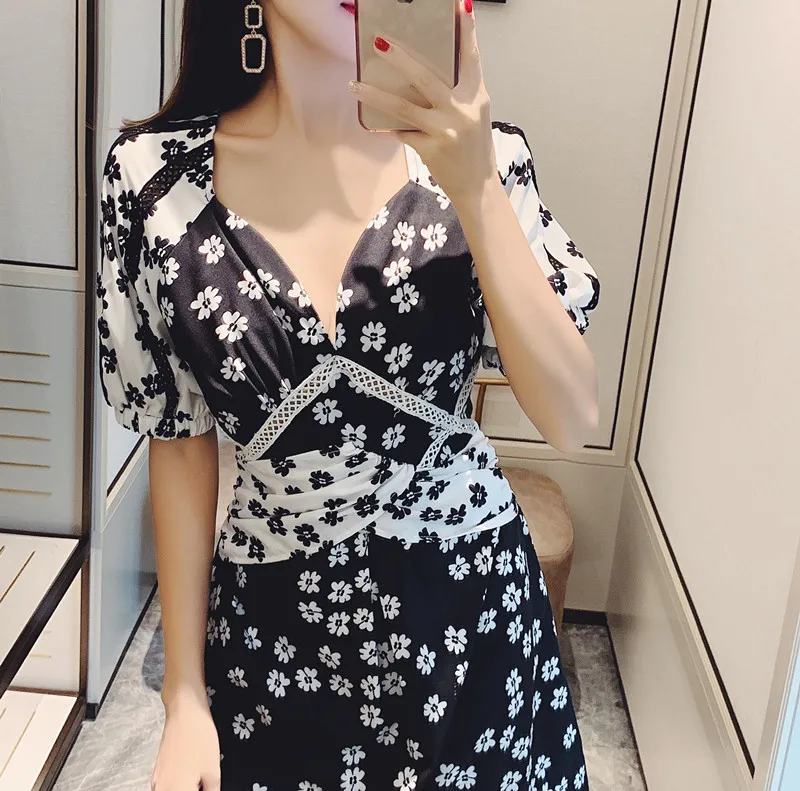 Высокое качество Женские модные V образным вырезом Вечерние тонкий мини платье