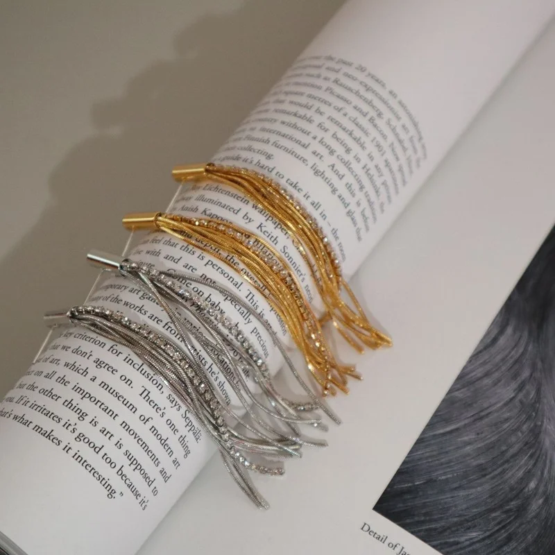 

French new style French retro knotted tassel exaggerated long temperament earrings