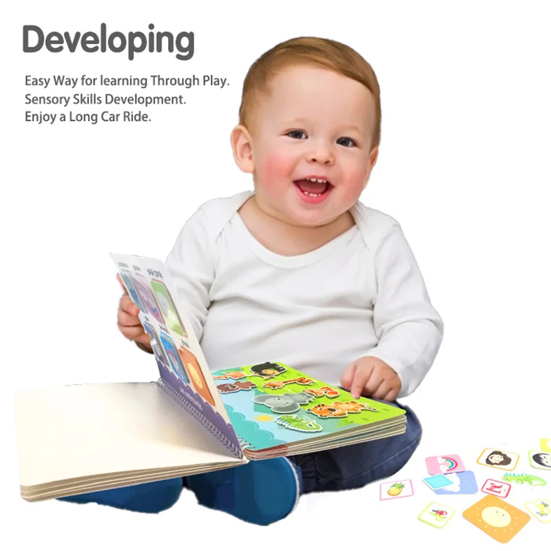 Juguete Montessori My First Busy Book para ni&ntilde;os peque&ntilde;os, libro educativo silencioso de Velcro, carpeta de actividades, tablero ocupado, juguetes de aprendizaje para ni&ntilde;os-3