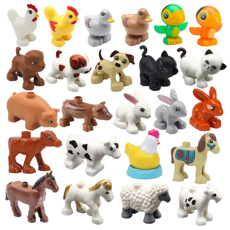 Big Size Building Blocks Animal Accessories Farm Figures Pig Rabbit Chicken Duck Dog Cat Bird horse Cow Sheep DIY Toys Gifts