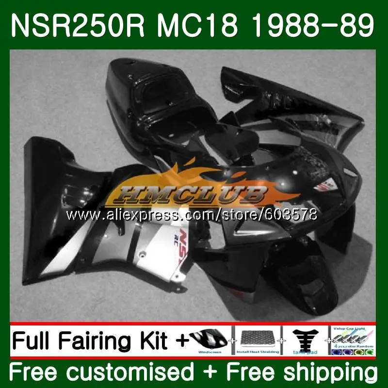 

Kit For HONDA NSR 250 R MC18 PGM2 NSR 250R NS250 NSR250R 1988 1989 Silvery blk 100CL.30 MC16 NSR250 R RR NSR250RR 88 89 Fairing