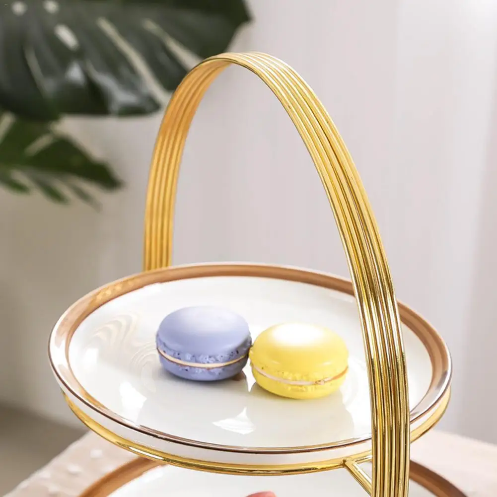 2 яруса позолоченный торт стенд послеобеденный чай свадебные тарелки столовая