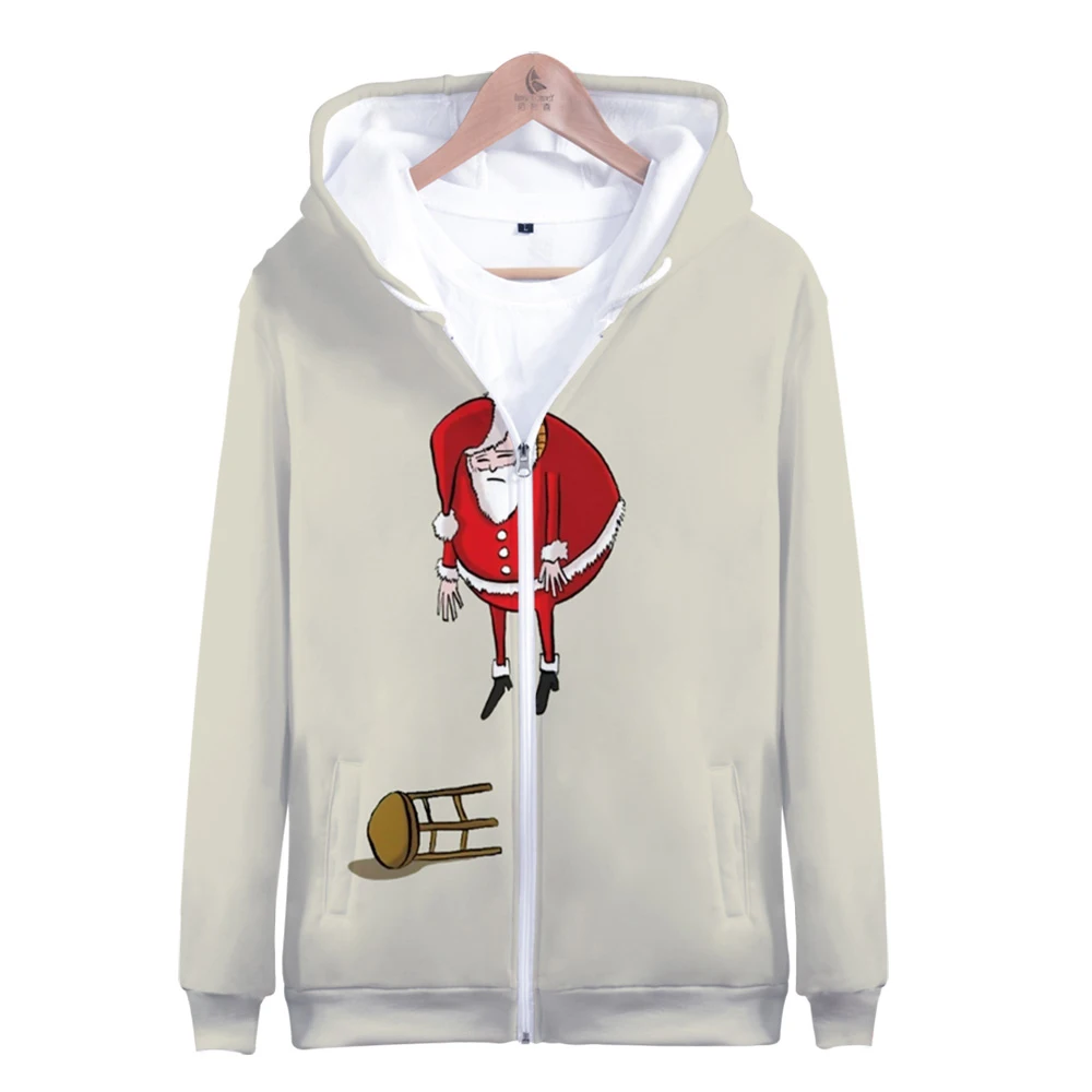 

2020 3D Zip Men's Hoodies Merry Christmas Hoodie Mens Autumn Men Coat Fashion Street Wear 3D Prints Zipper Casual Male Full