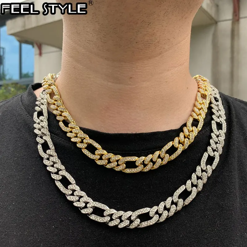 Мужское колье из кубинской панцирной цепи майами сверкающее украшение 13 мм под