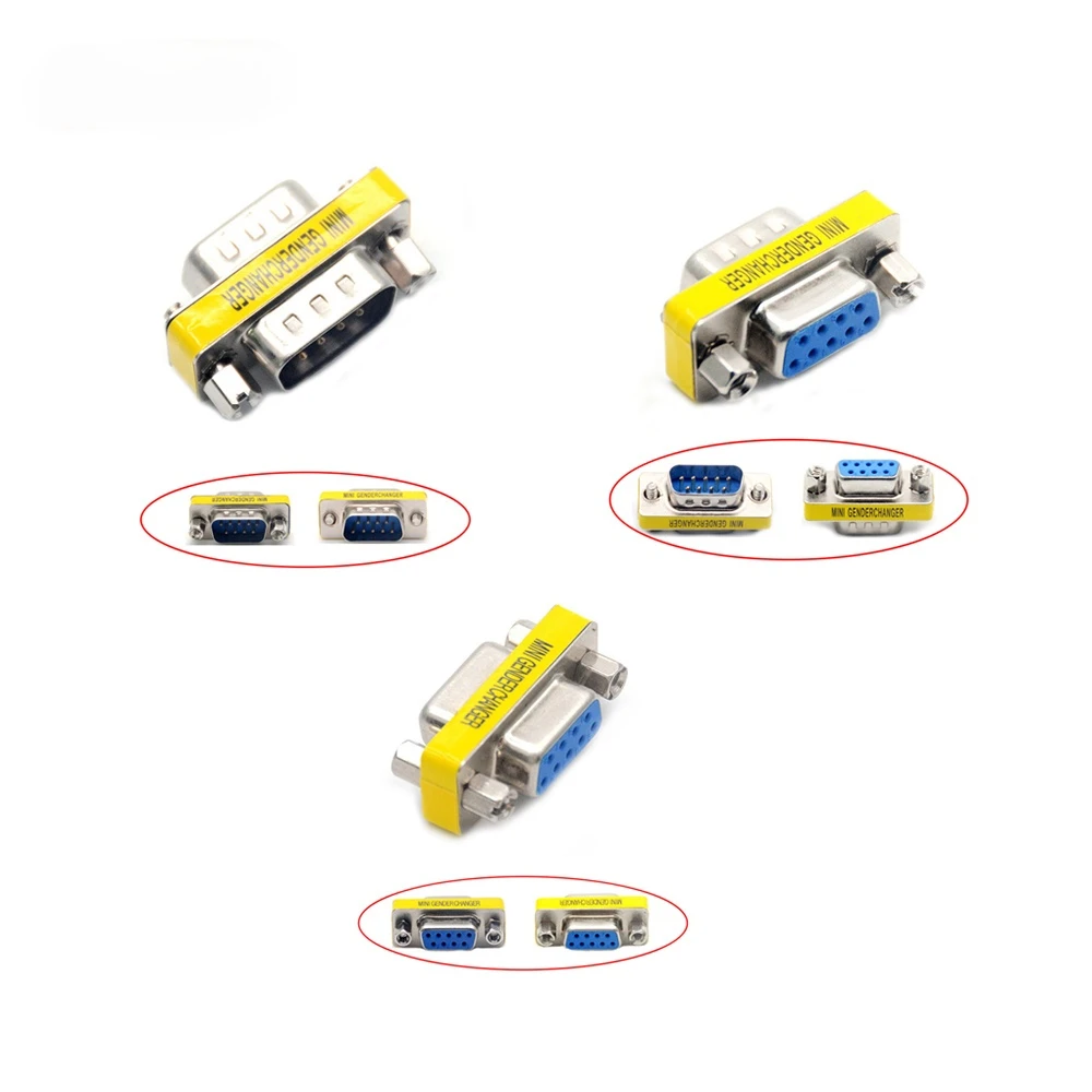 RS232 Serial DB9 9Pin Male to Male/Female to Female/Male to Female Mini Gender Changer Adapter RS232 Serial plug Com Connector