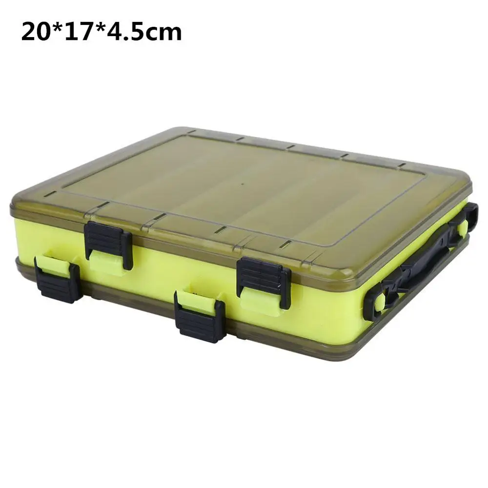 Double-side Fishing Tackle Box Wood Shrimp Tools Case Fishing Bait Lure Storage Case Multiple Compartment Large Fishing Tool box - Цвет: 20x17x4.5cm