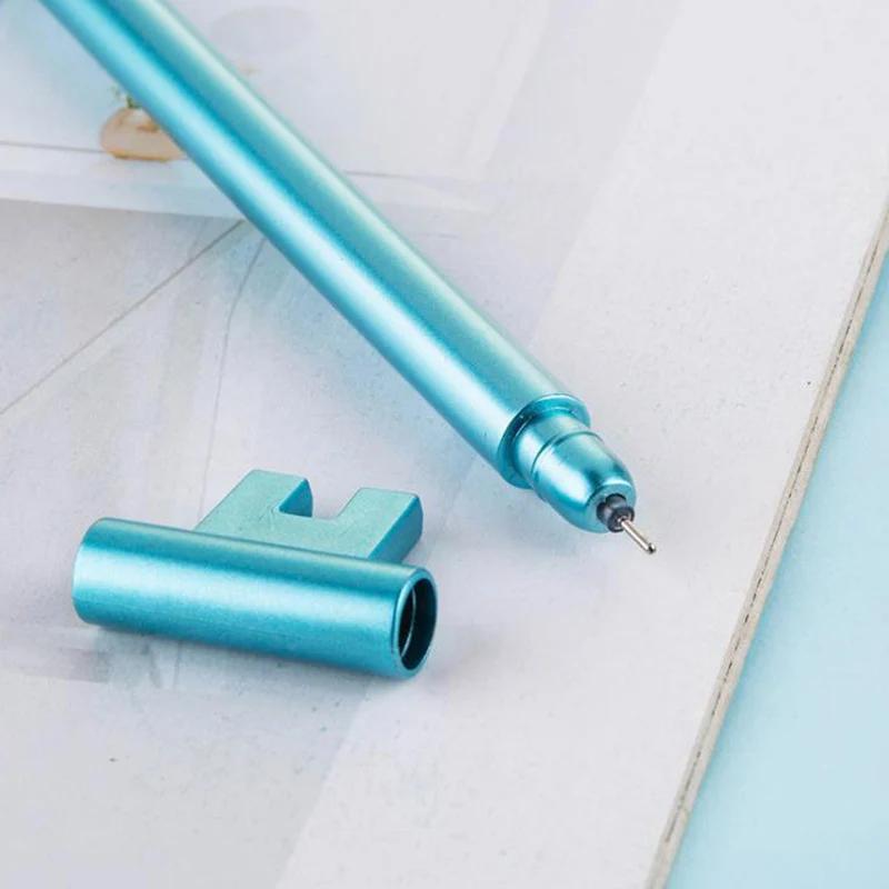 

10Pcs Retro Key Shaped Metallic 0.5mm Black Ink Pen Writing Stationery