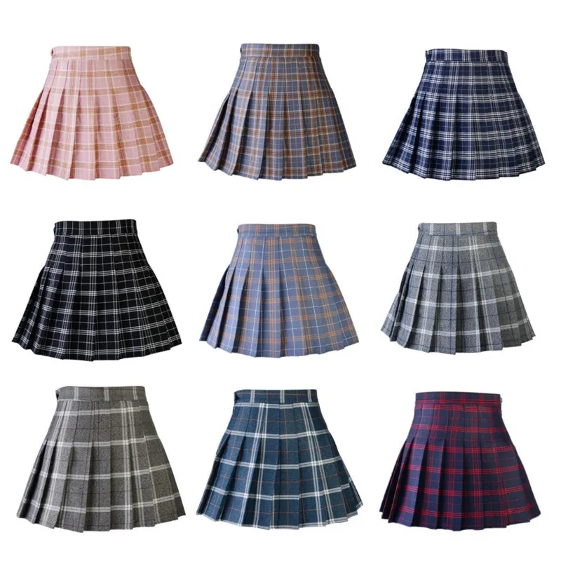 

Women Pleat Skirt Harajuku Preppy Style Plaid Skirts Mini Cute Japanese School Uniforms Ladies Jupe Kawaii Skirt Saia Faldas