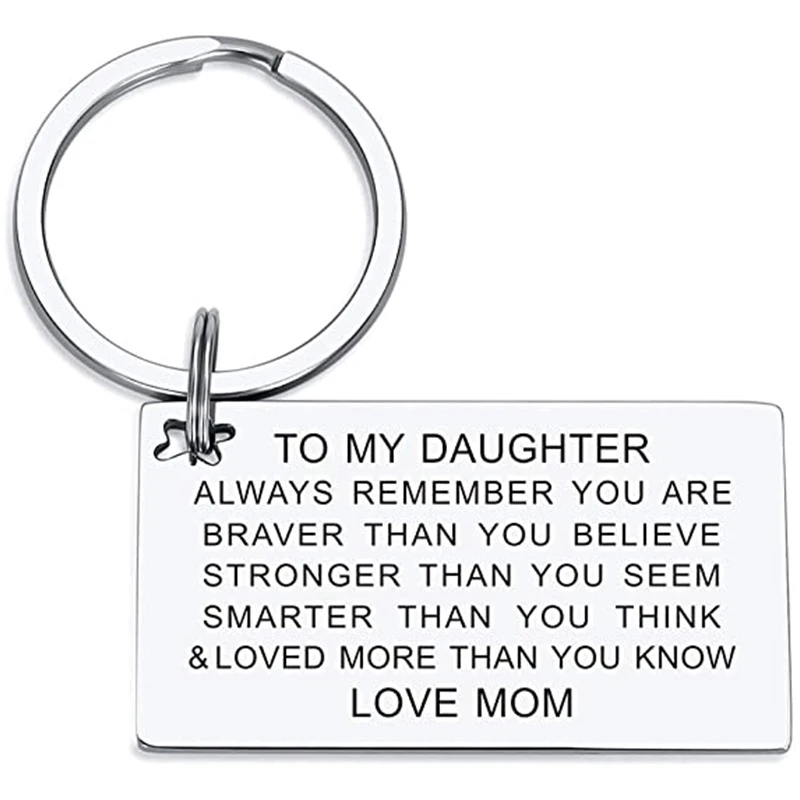 

Inspirational Keychain To My Son Daughter Key Chain engraved Always Remember You Are Braver Than You Believe Birthday Gifts