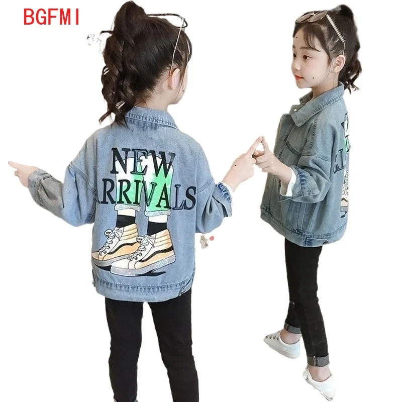 

Kids Fall Jean Jacket Spring Boy Girls Printed Letters Denim Jacket Teens Outerwear New Fashion Girls Jackets Coats Kid Clothing