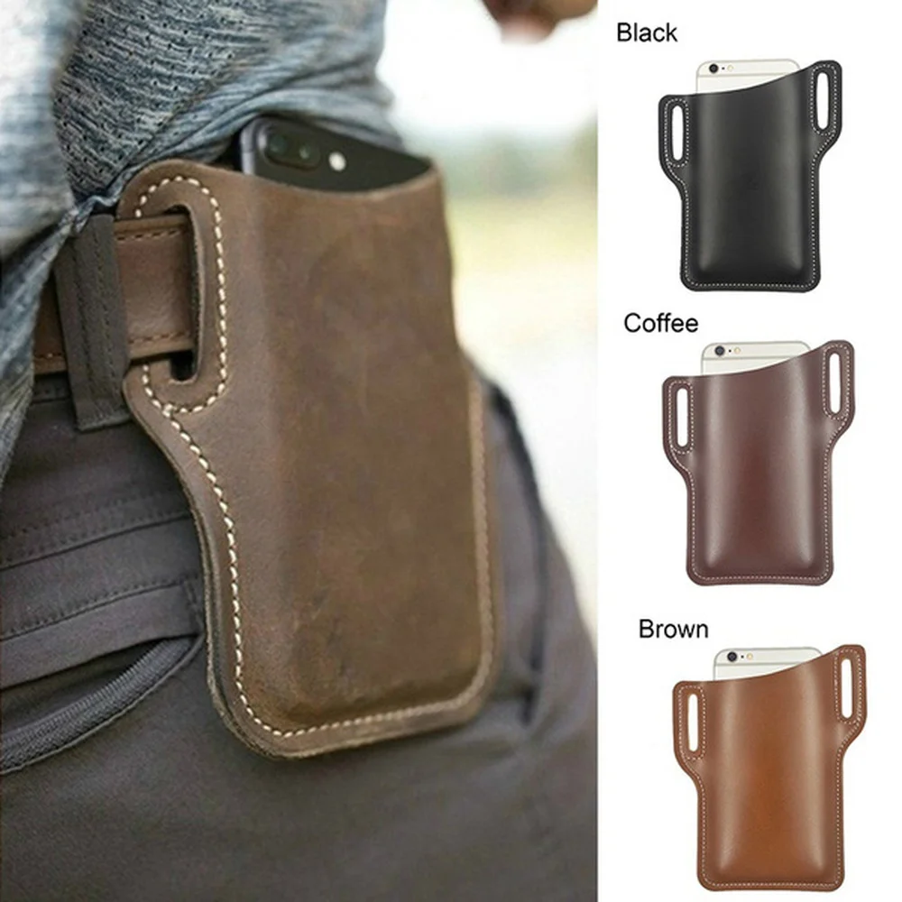 

Waist Bag Belt for men Props Leather Wallet Purse Phone Loop Holster Wear-resistant Sports fanny pack For Camping Hiking
