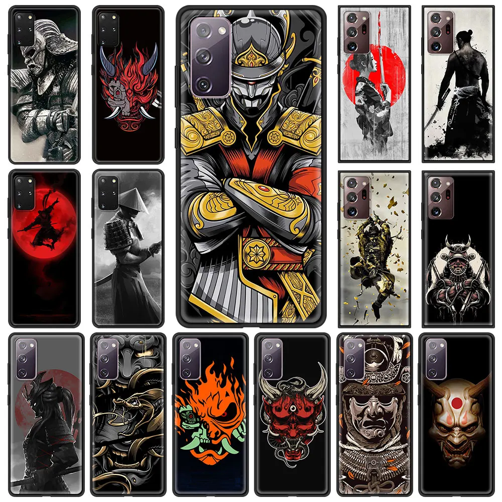 

Japanese Samurai Phone Case for Samsung Galaxy S21 S20 FE Note 20 Ultra S10 Lite S9 Plus S8 S10e Black Soft TPU Cover Shell