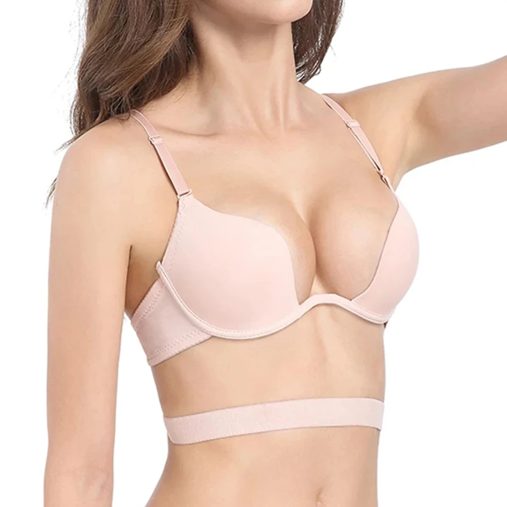 Sexy Girl's Support Push Up Bra Underwired Deep W Underwear Bralette 2CM Padded Female Multifunctional Shoulder Strap Lingerie