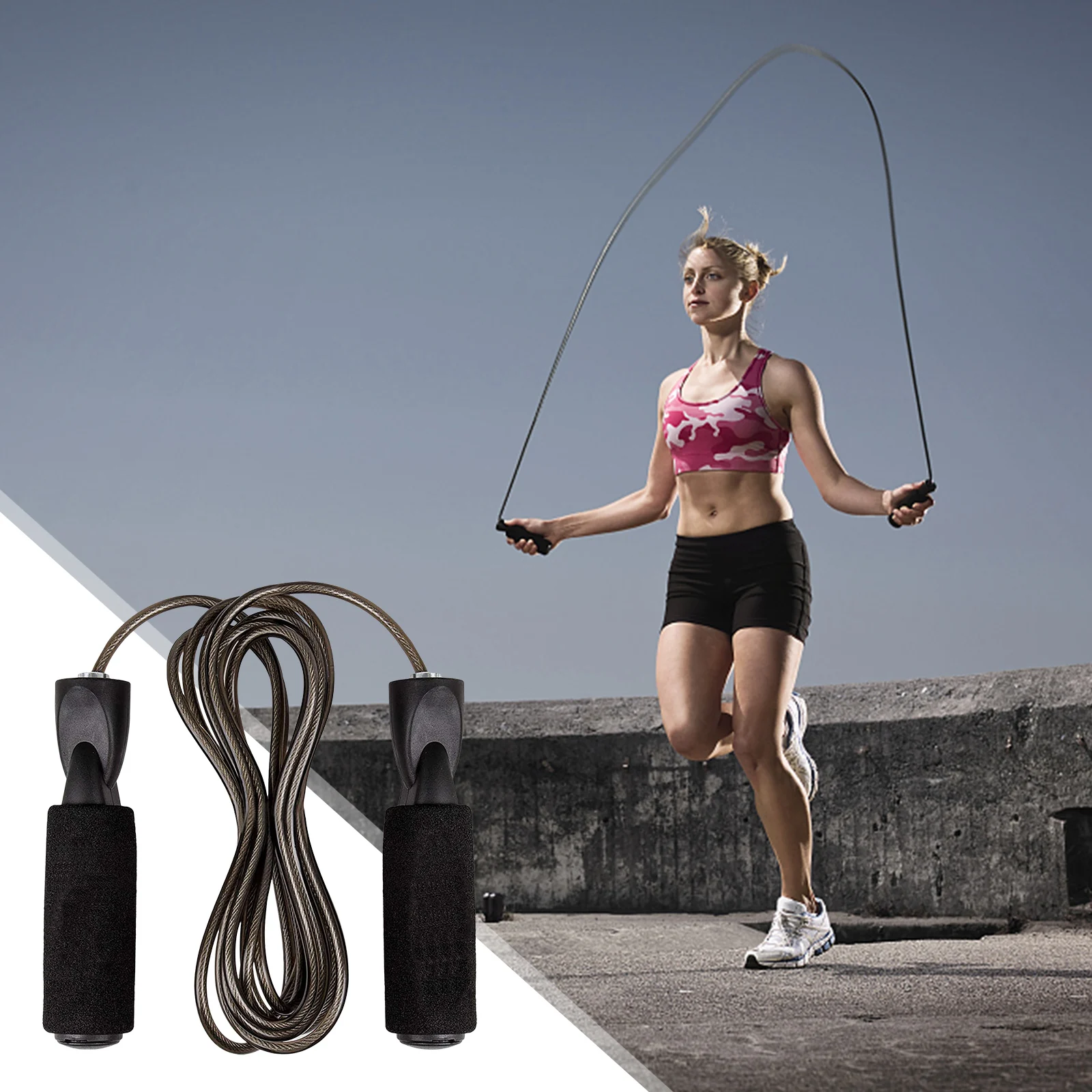 Скакалки из стальной проволоки, регулируемые скакалки с ручками из пенопласта для тренировок, потери веса, тренировок, упражнений