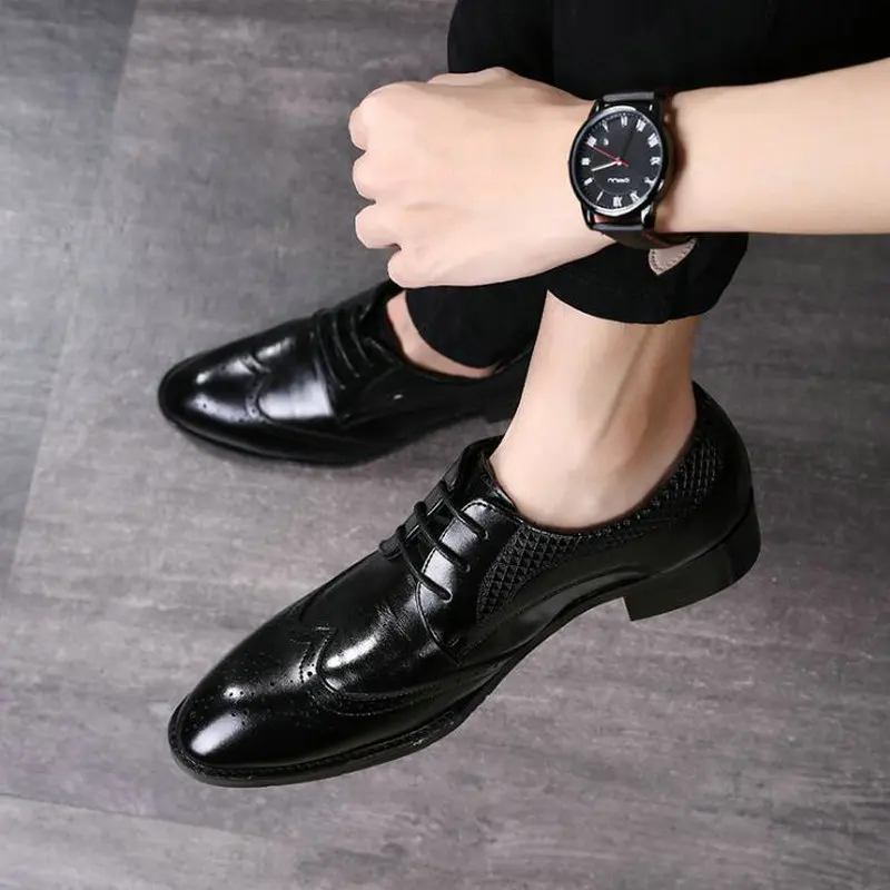 

Fashion Men Oxfords Leather Shoes Men's Formal Business Shoes High Quality Pointed Dress Shoes Big Size 37-48 A51-46