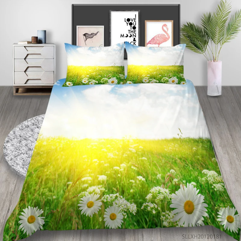 

3D Luxury Bedding Set Flower Daisy Duvet Cover Set Pillowcase Polyester Bedclothes Kids Adult Teen 2/3 Pcs Dropship