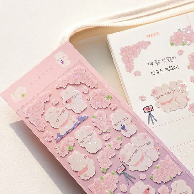 

1 лист мультфильм Сакура кролик милая наклейка женский чехол рукоделие Скрапбукинг Журнал Планировщик наклейки Kawaii Канцтовары