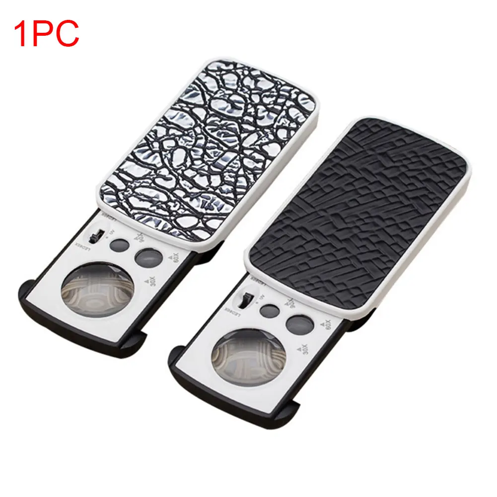 Magnifying Glass Portable Pocket Slide Out Loupe Gems Magnifier Jewelry Stamps Light Led 30X 60X 90X | Инструменты