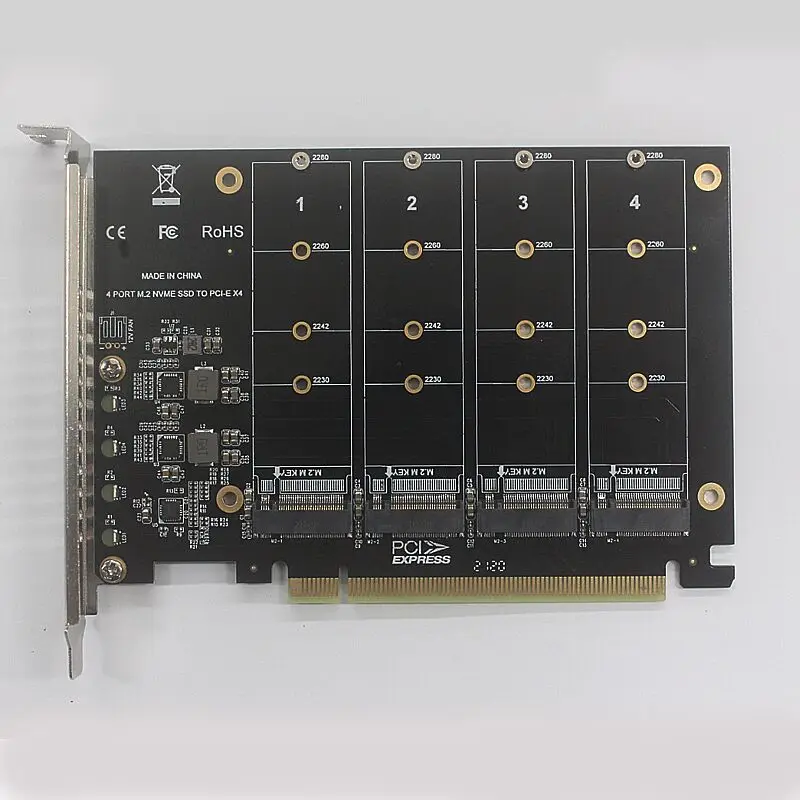 4 in 1 PCIE 16X M.2 Expand Plate Card Solid-State Disk Pcie to NVME 4Port High Speed Four Deck Location | Компьютеры и офис