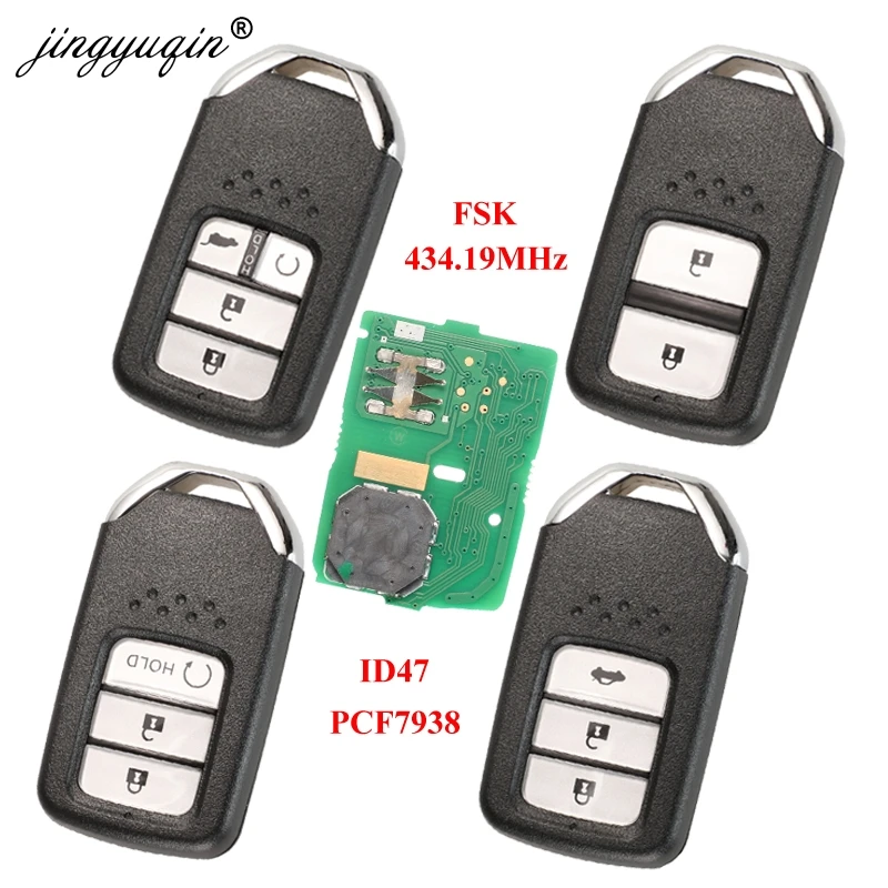 Jingyuqin 2/3/4 BTN дистанционный умный Автомобильный ключ 434 МГц FSK для Honda Greiz Fit City Jazz XRV