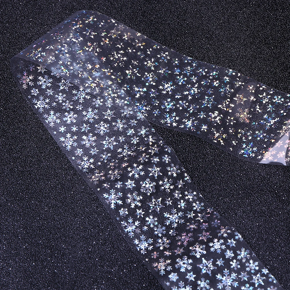 

4*100cm Christmas Silver Snowflake Nail Art Foil Transfer Flash Sticker 3D Nail Ornament