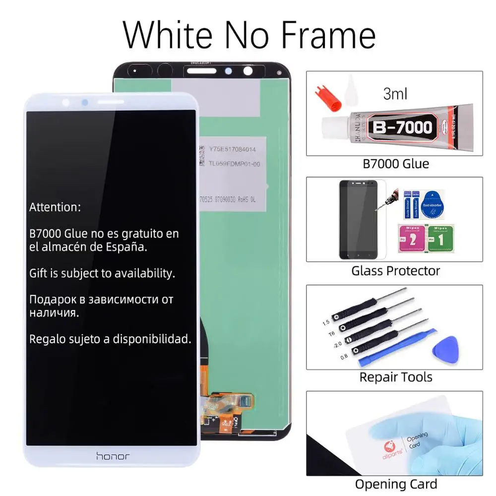 White No Frame Для Honor 7x дисплей сенсорный экран Замена с рамкой дисплей для huawei Honor 7x ЖК-дисплей дигитайзер BND-L21 - Цвет: White No Frame