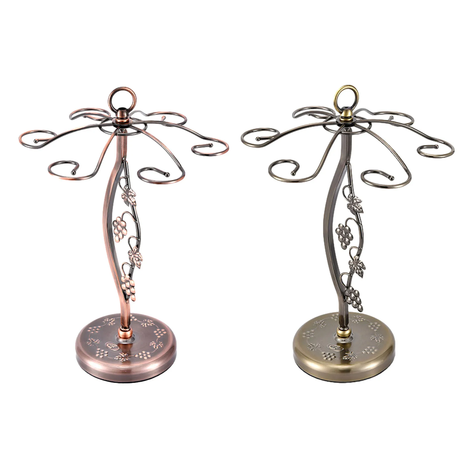 

Metal Tabletop Stemware Storage Rack Wine Glass Cup Holder With 6 Hooks Bronze Home Glass Storage Rack