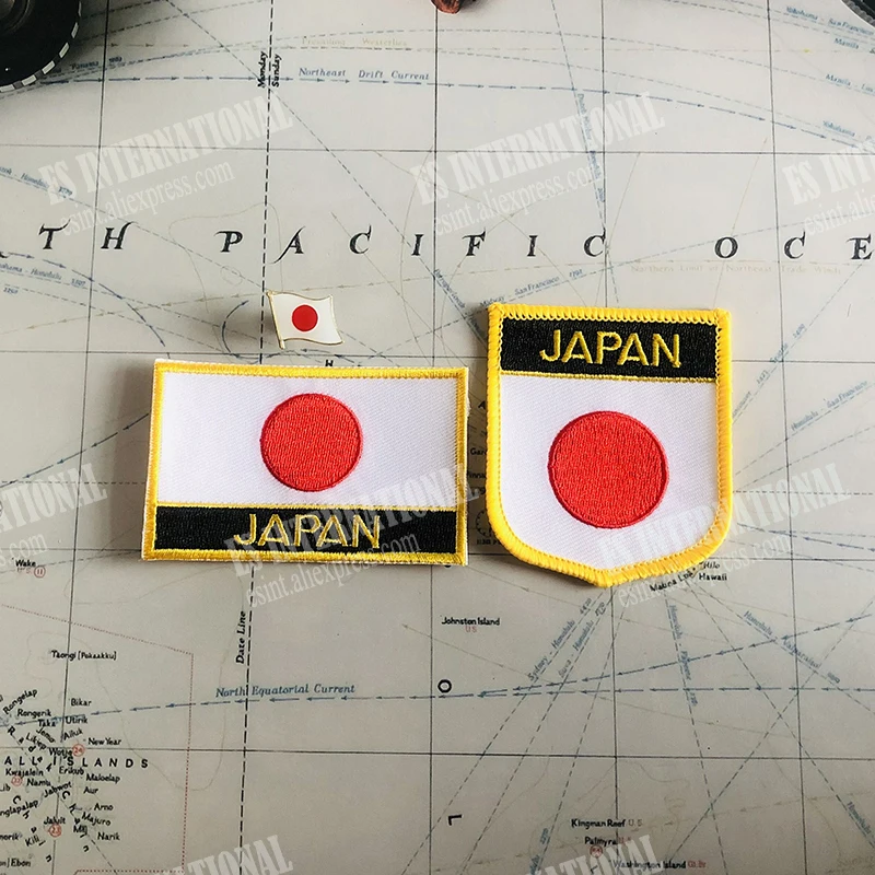 JAPAN National Flag Embroidery Patches Badge Shield And Square Shape Pin One Set On The Cloth Armband   Backpack  Decoration