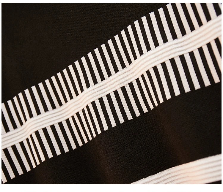 Вязанный полосатый джемпер с длинным рукавом размера плюс свитера топы +