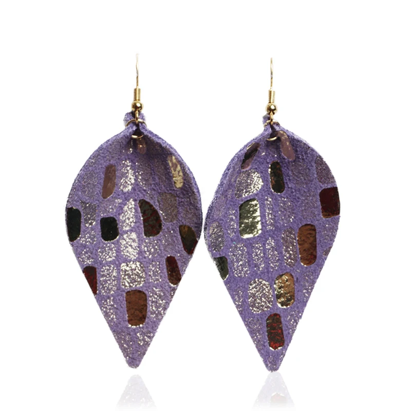 Серьги-подвески женские из натуральной кожи с листьями | Украшения и аксессуары