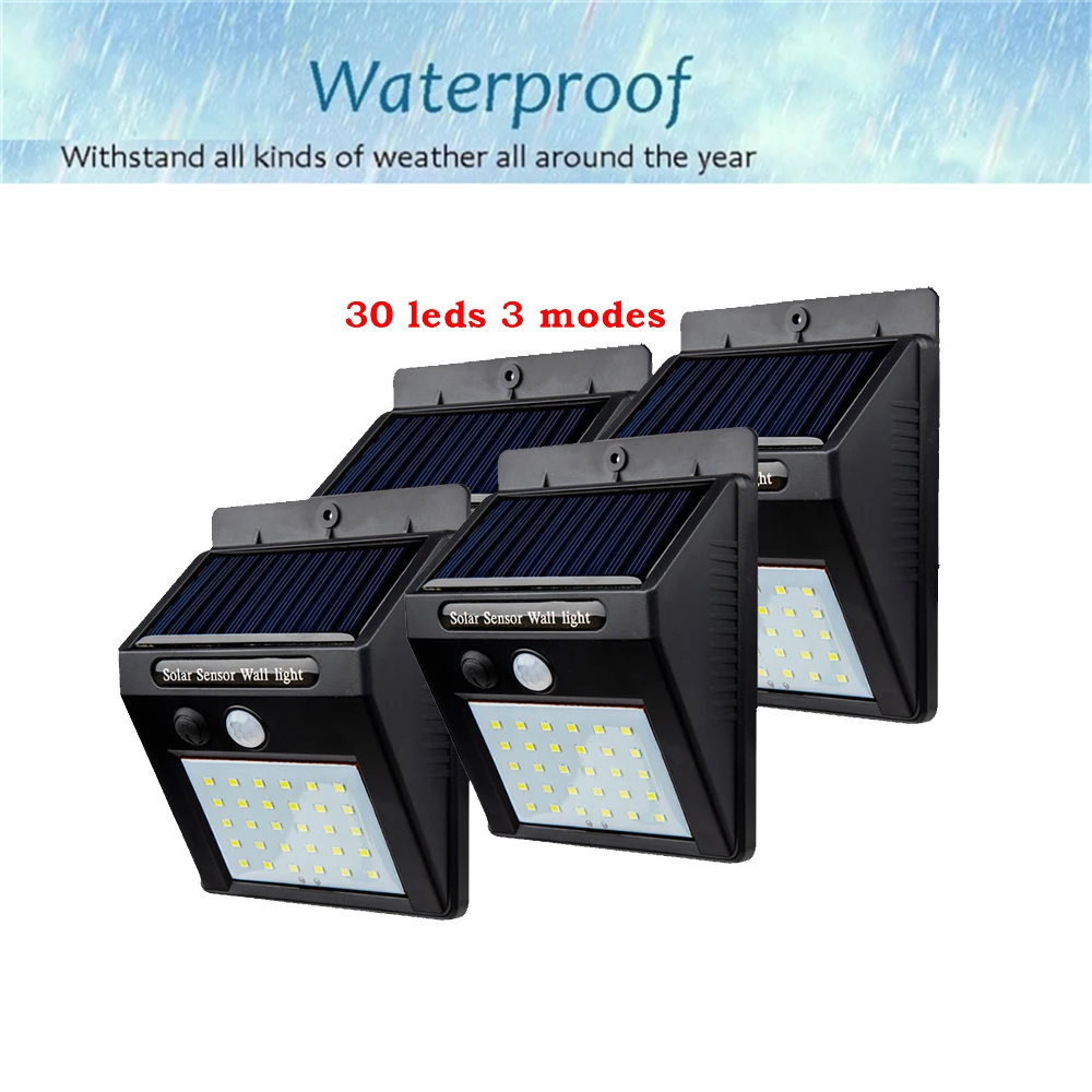 2/4 шт. 30 светодиодный лампа на солнечной батарее с датчиком движения Уличный