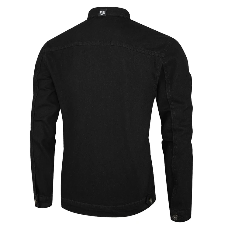 Мужская Черная куртка бомбер джинсовая на осень и весну с длинными рукавами