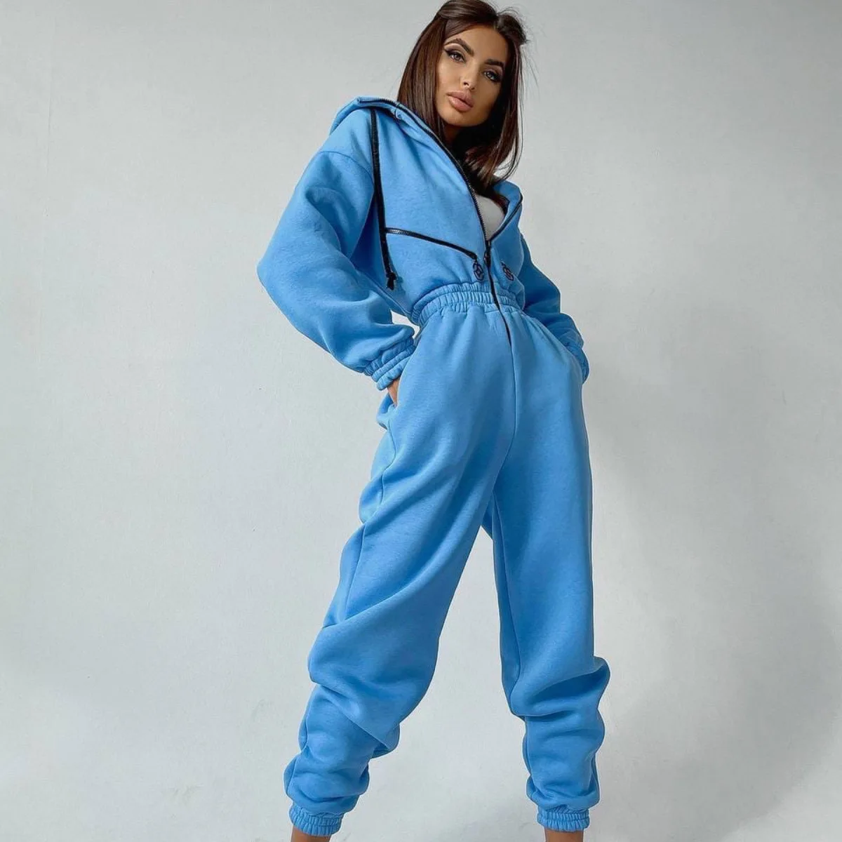 

Sports Leisure Women's Hooded Jumpsuit One-piece Suit Gym Clothing High Waist Sets FOR Fitness Running Leggings Sportswear