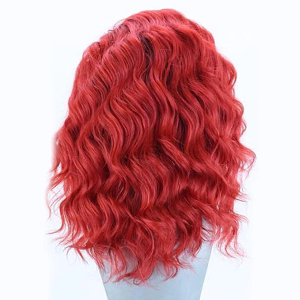 Websterwigs Омбре красный короткий парик из синтетических волос с волнистым кружевом