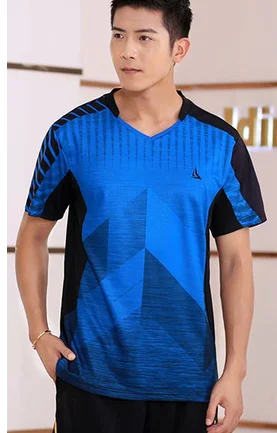 man blue shirt Новая модная футболка для бадминтона, спортивный костюм, рубашка для мужчин и женщин, футболка для тенниса, быстросохнущая одежда для бега, тренировочная форма для команды - Цвет: man blue shirt