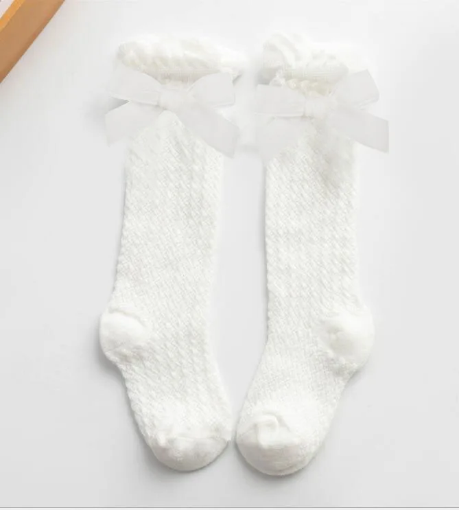 Платье из вельвета с бантами носки для маленьких девочек хлопковые Дышащие