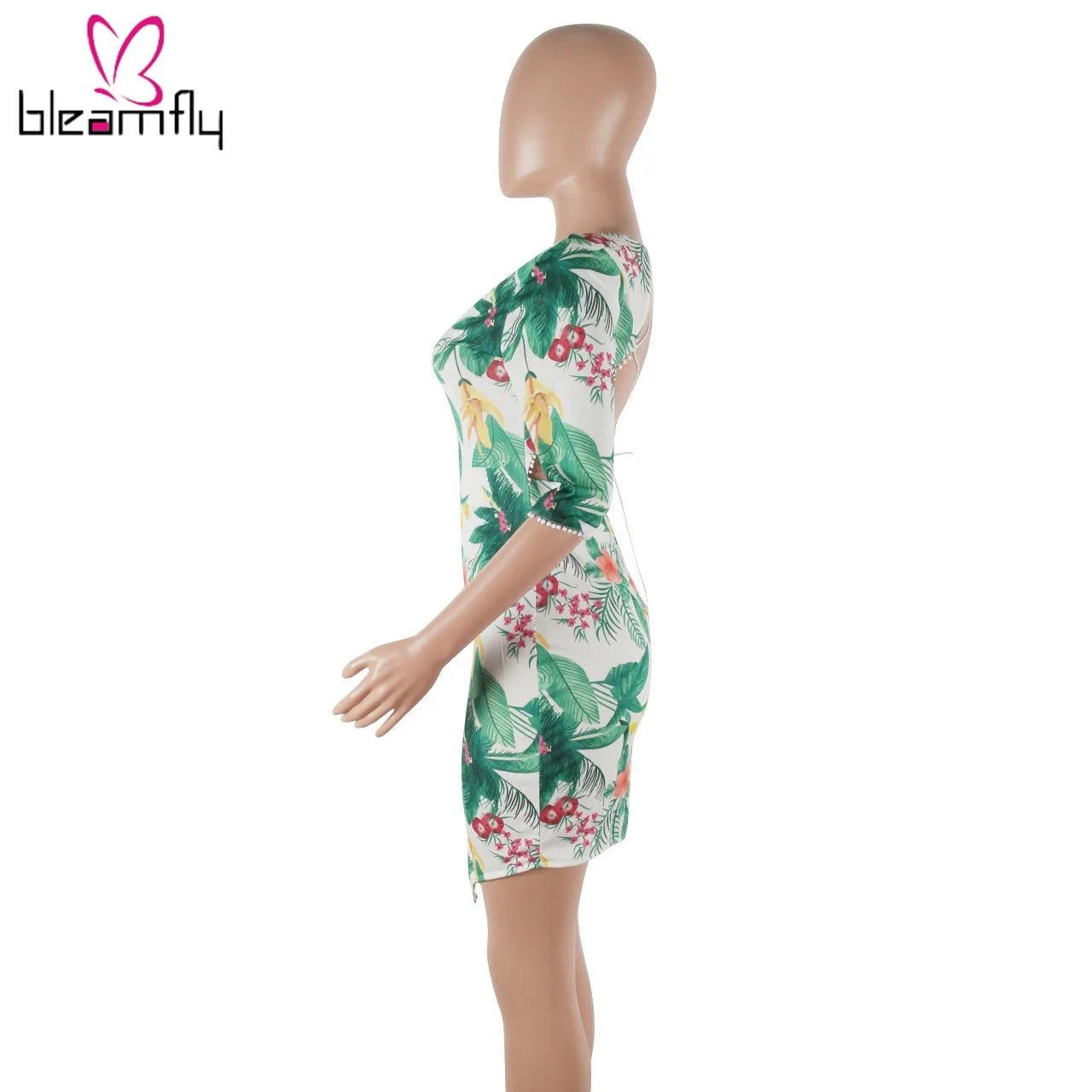 2019 женское летнее платье средней длины с v-образным вырезом и принтом в виде