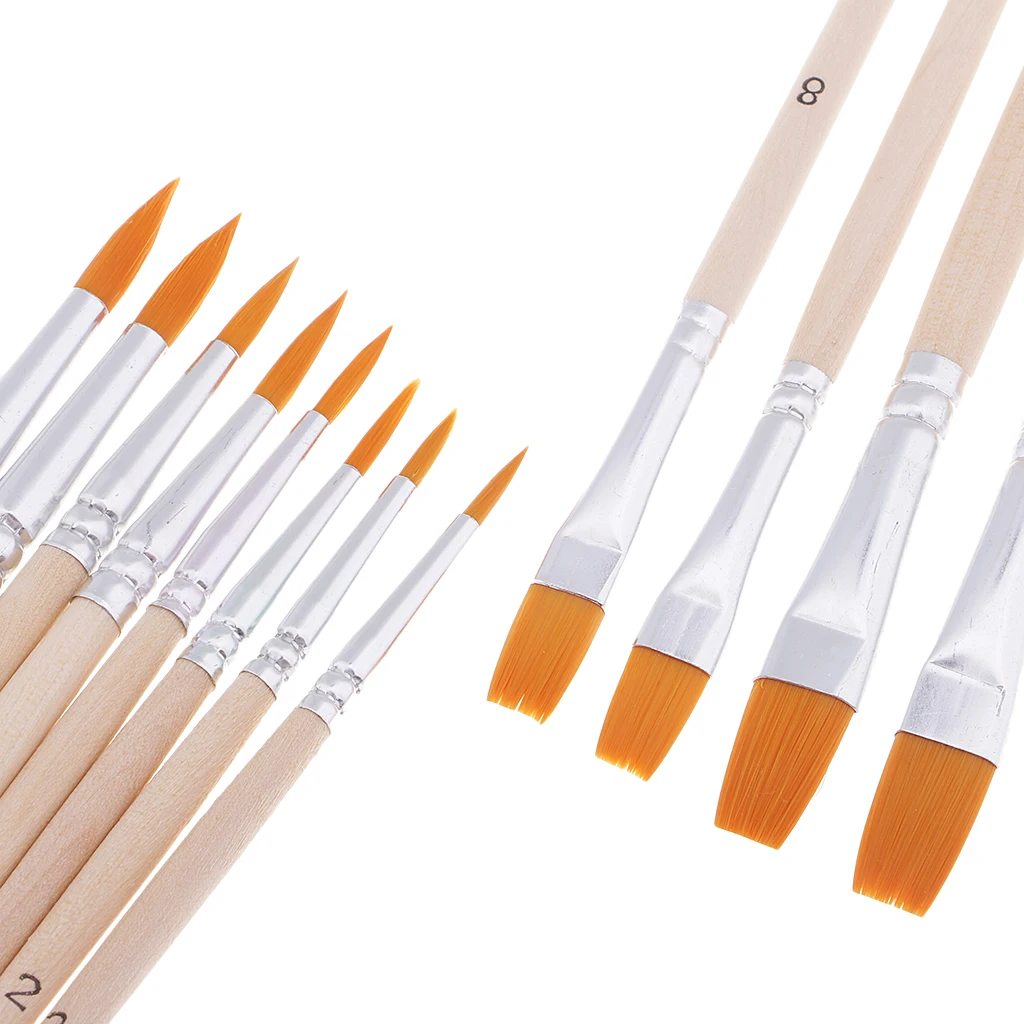 

12Pcs Pro Artist Watercolor Oil Acrylic Paint Nylon Hair Artist Paint Brushes Set Palette Watercolors Painting Art supplies