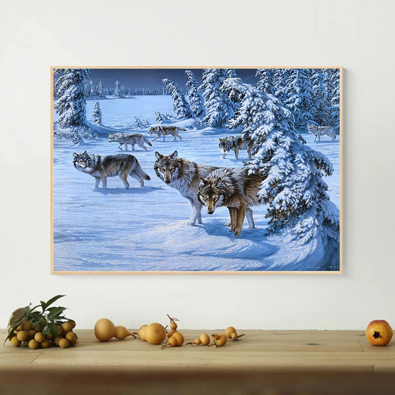 Современный Ретро стиль черно-белый крутой волк животные холст картины плакаты и