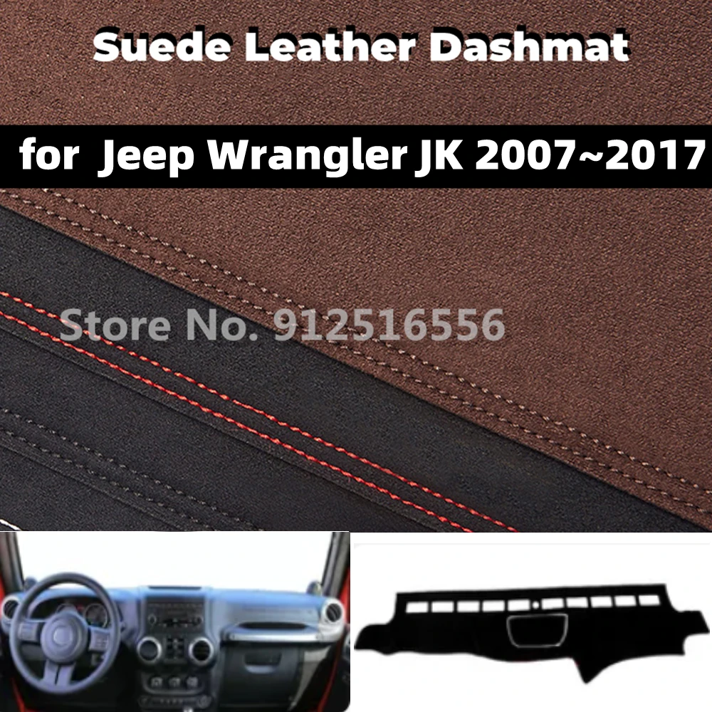 

Для Jeep Wrangler JK 2007 ~ 2017 2008 2009 2012 автомобильный замшевый кожаный коврик для приборной панели нескользящий солнцезащитный экран аксессуары
