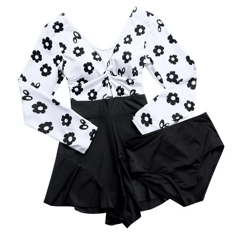 

Swimsuit 1 Piece Woman Swimwear Women One Swim Suit Push Up Long Sleeve Print Spandex Swimming Suit For Women Monokini