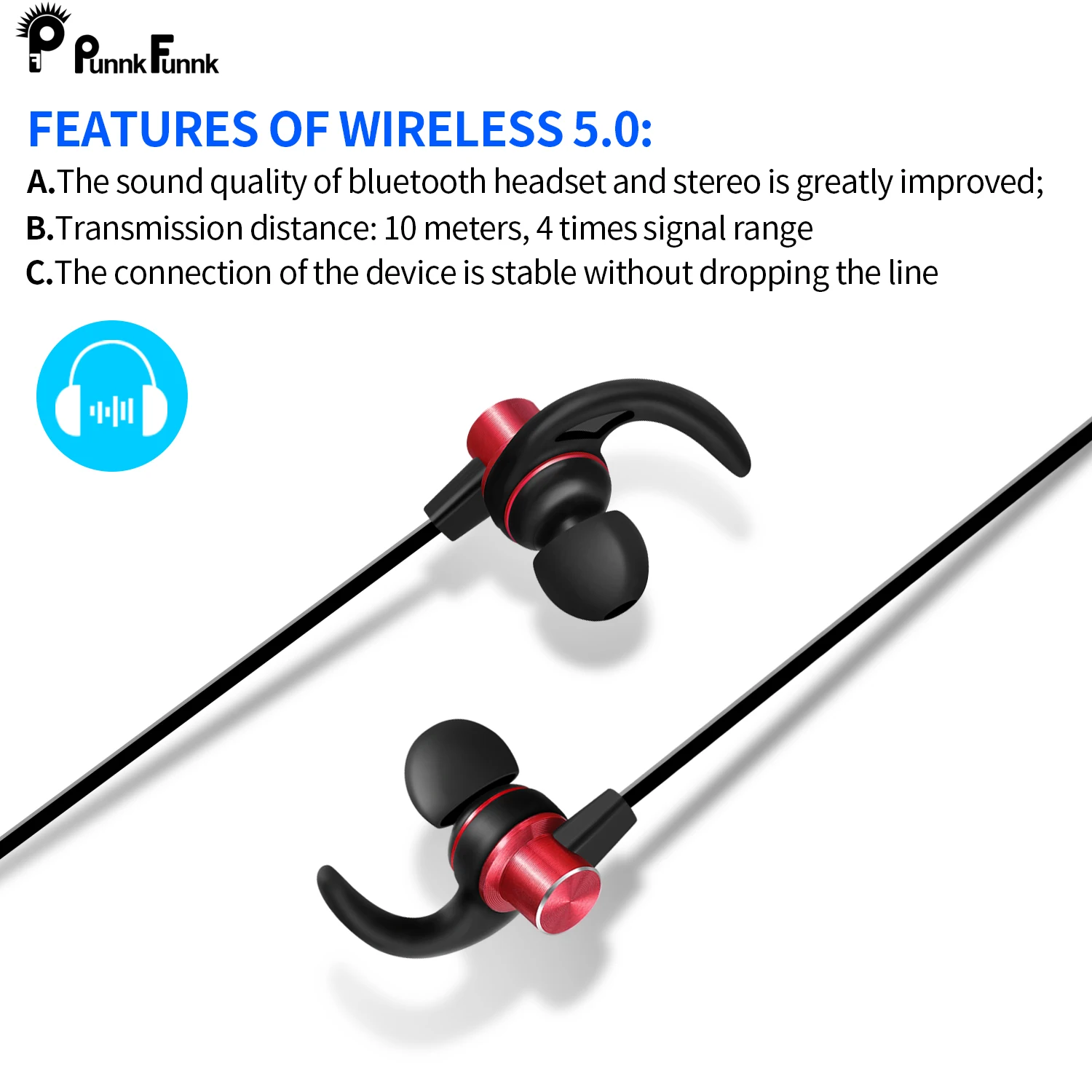 PunnkFunnk Bluetooth наушники Магнитный Шеи бас стерео Беспроводной 5 0 auriculares fone de
