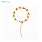 FANSHIDI Нержавеющаясталь узел золотой браслет-цепочка для Для женщин Веревка пара цепочка с кулоном, текстурные украшения