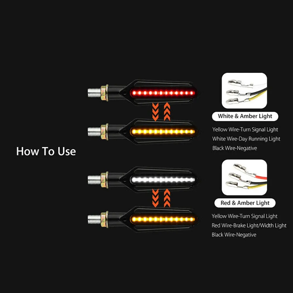 

12LED Indicator 12V DC Lights 4x Amber Bright Flowing Parts Turn Signal