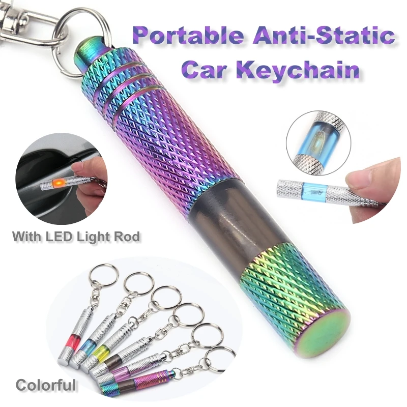 

Portable Static Elimination Car Keychain Anti Static Eliminator Discharger Key Ring With LED Light Rod Electrostatic Remover Bar