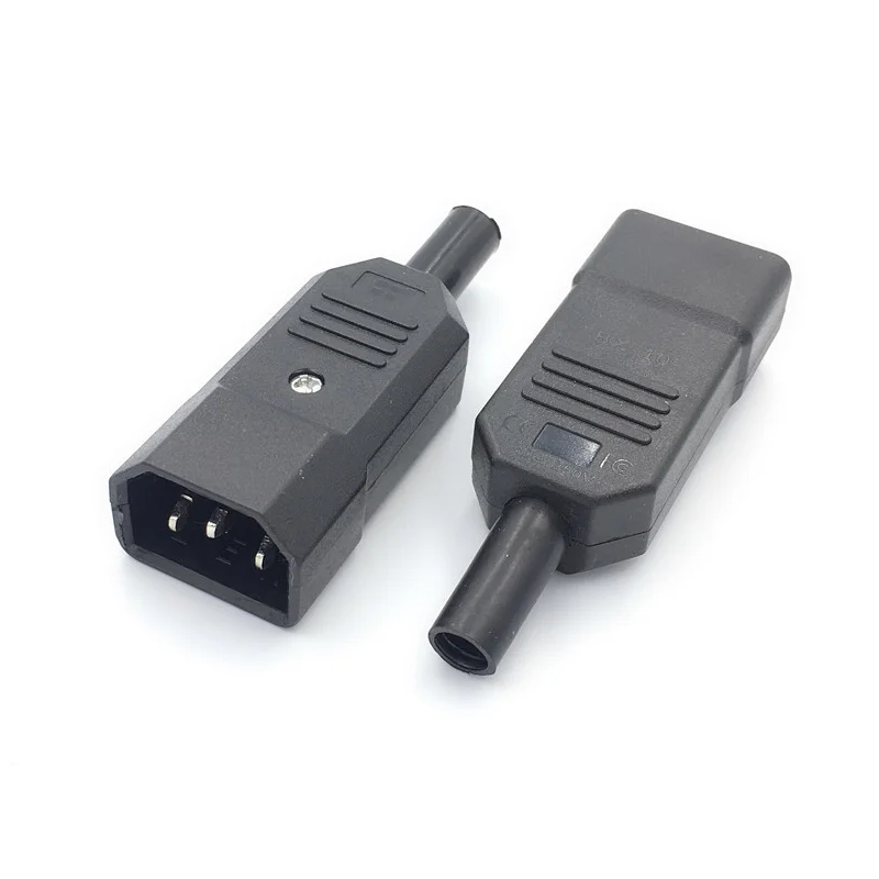 Прямой Кабельный разъем IEC C13 C14 10 А 250 В черный розетка и штекер питания